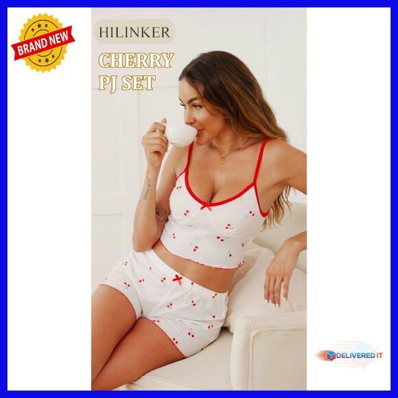 Ribbed Crop Cami Pajama Set, Soft Stretchy Fabric, Sleepwear Lounge - Picture 8 of 8